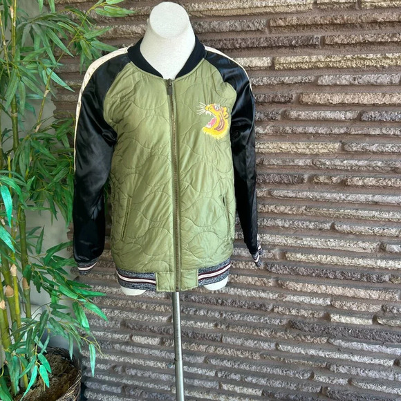 Maison Scotch Quilted Embroidered Army Bomber Jacket Size 2 = Medium - Picture 10 of 14